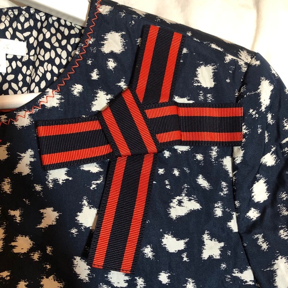 PAULE KA Crop Jacket W/bow Navy & Red SZ 44 US 12 - Picture 4 of 10